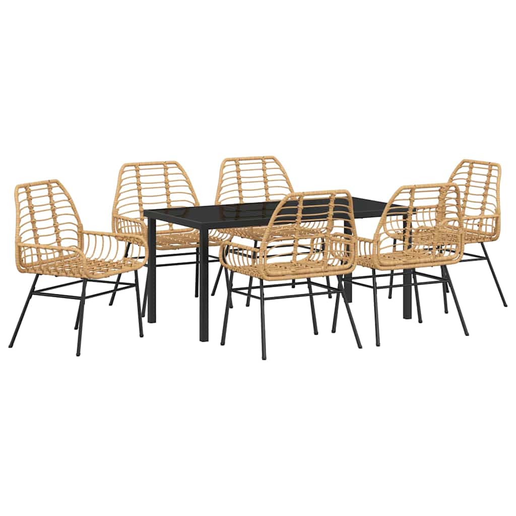 Garden Dining Set 7 pcs Brown Poly Rattan