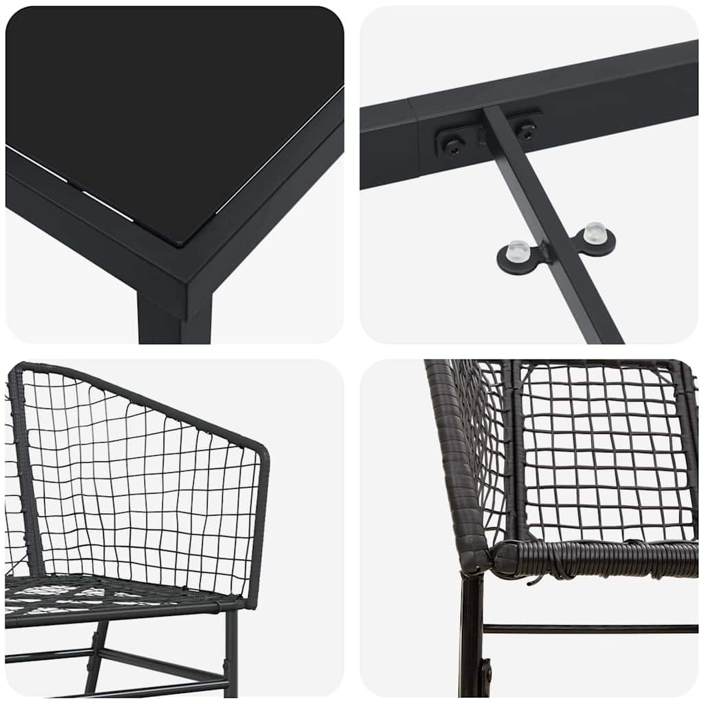 Garden Dining Set 7 pcs Black Poly Rattan