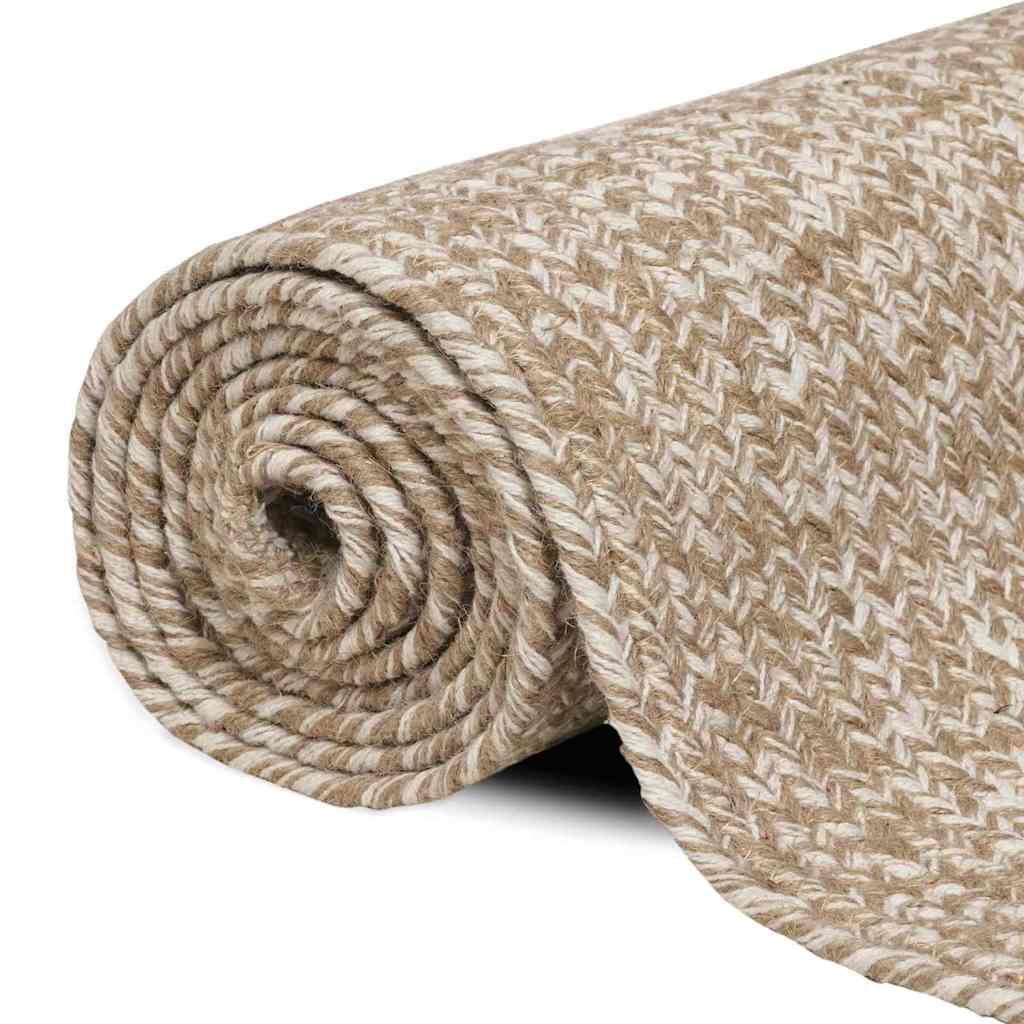Area Rugs Natural and White 100 x 200 cm Jute