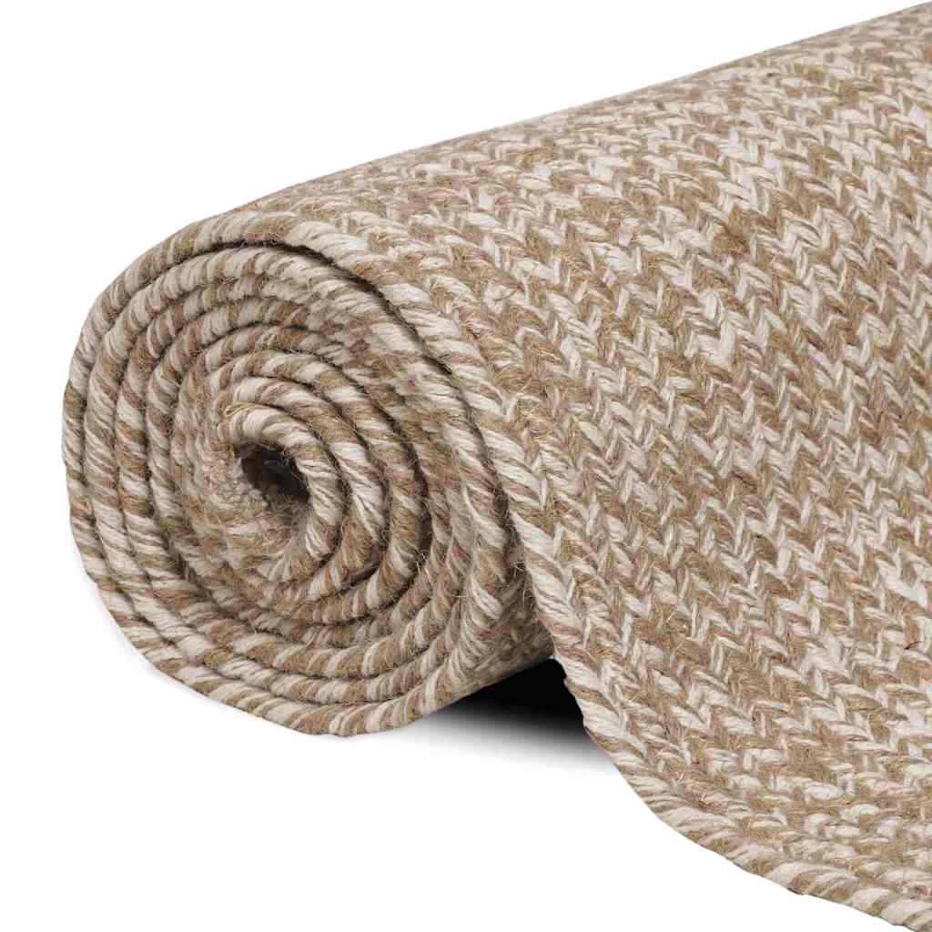 Area Rugs Natural and White 120 x 120 cm Jute
