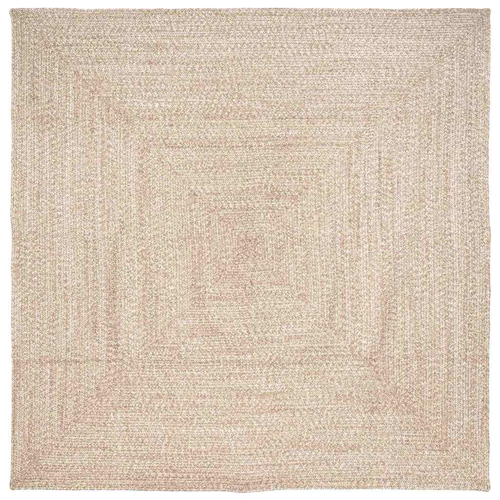 Area Rugs Natural and White 240 x 240 cm Jute