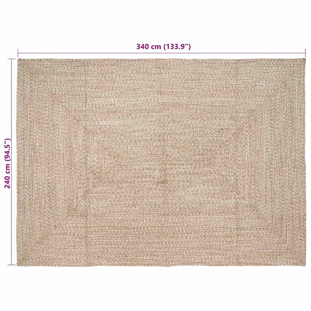 Area Rugs Natural and White 240 x 340 cm Jute