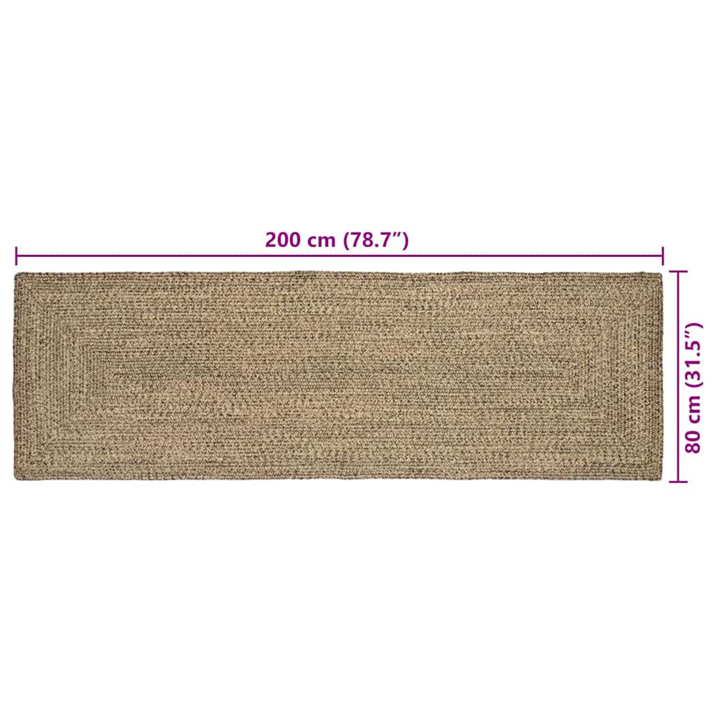 Area Rugs Natural and Black 80 x 200 cm Jute