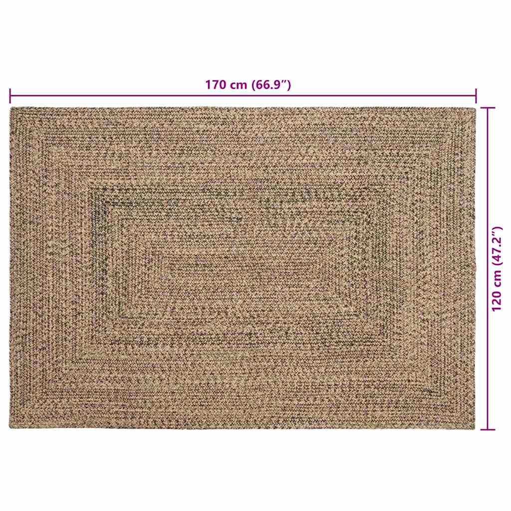 Area Rugs Natural and Black 120 x 170 cm Jute