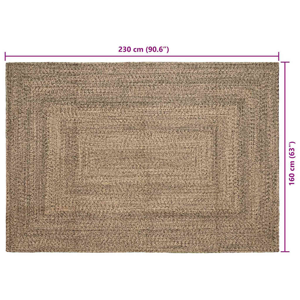 Area Rugs Natural and Black 160 x 230 cm Jute