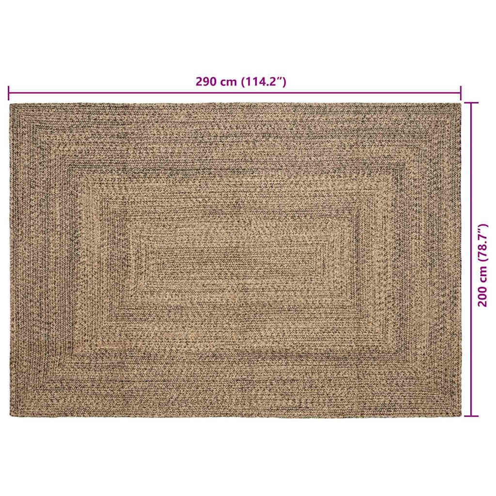 Area Rugs Natural and Black 200 x 290 cm Jute
