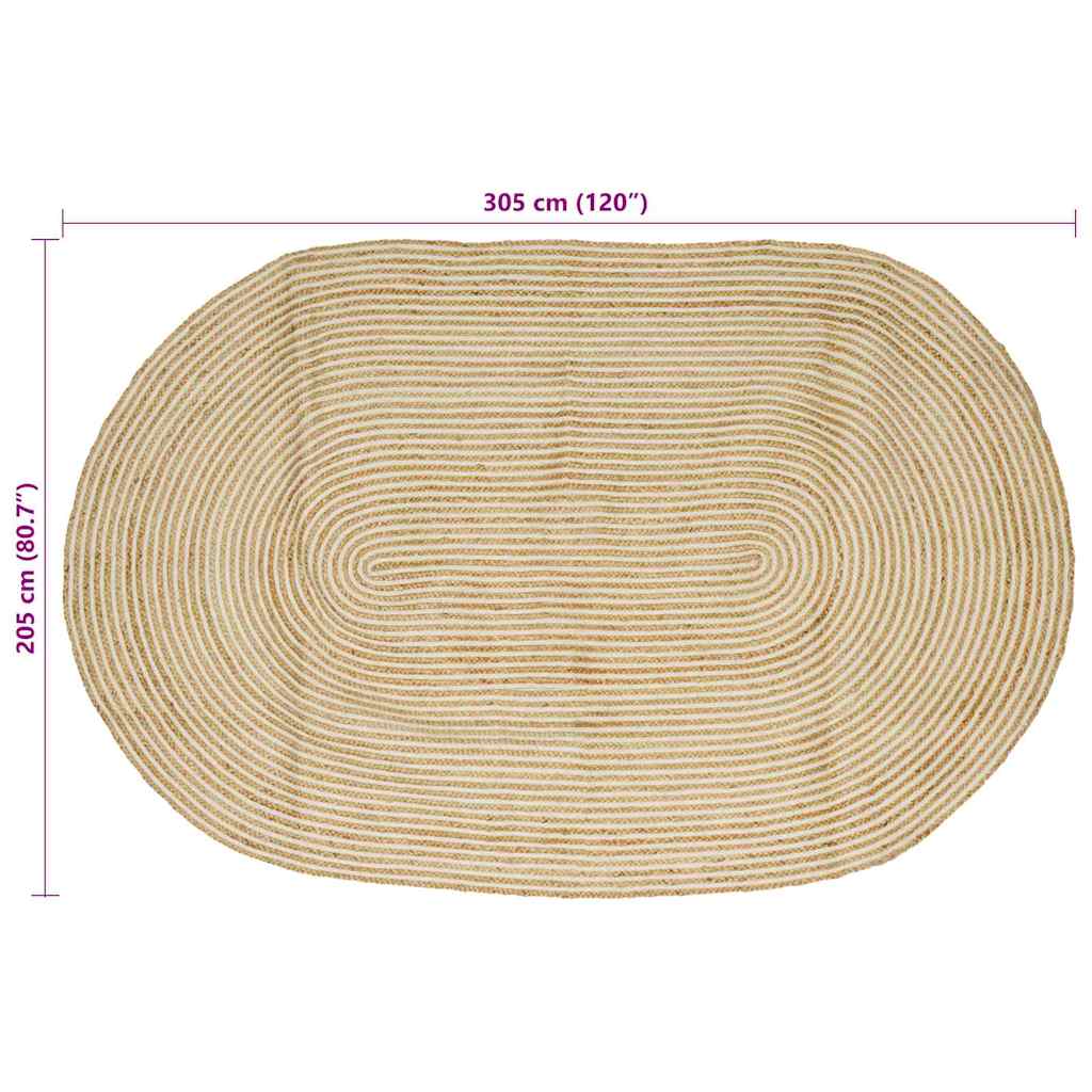 Area Rugs Natural and White 205 x 305 cm Jute