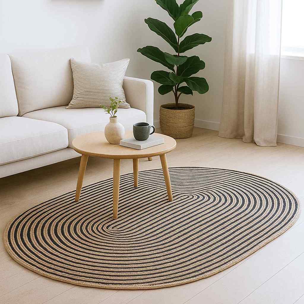 Area Rugs Natural and Black 205 x 305 cm Jute