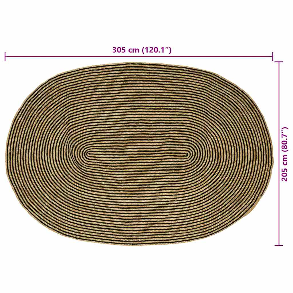 Area Rugs Natural and Black 205 x 305 cm Jute
