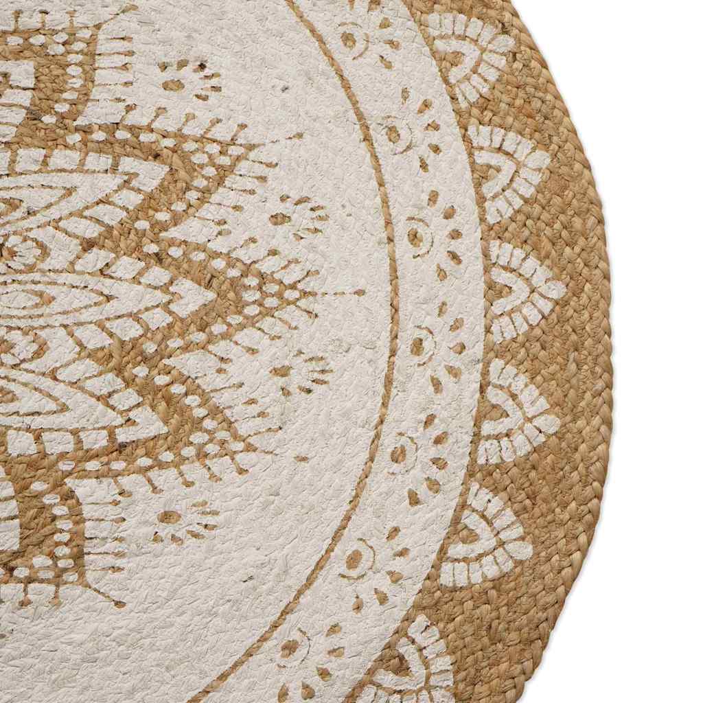 Area Rugs Floral Natural with White Print 152 x 245 cm Jute