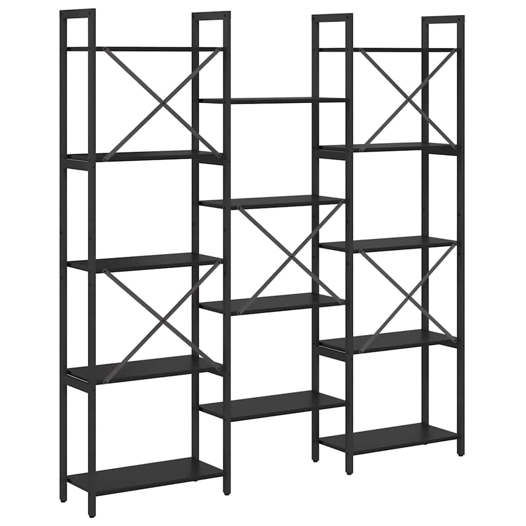 Bookshelf Black Oak 156 x 25 x 167 cm Engineered Wood