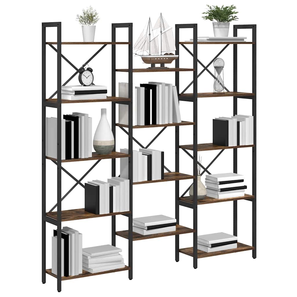Bookshelf 156 x 25 x 167 cm Engineered Wood Smoked Oak