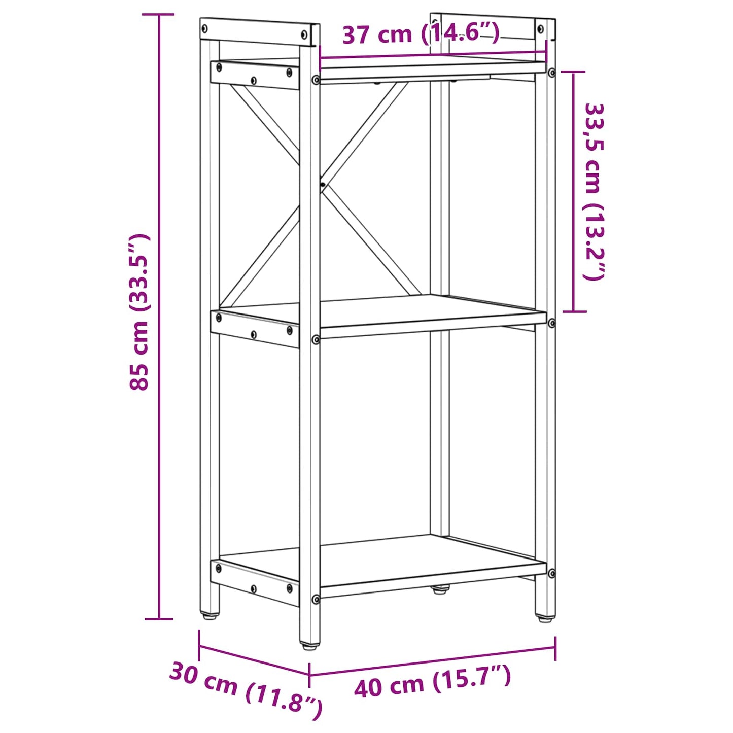 Bookshelf Black Oak 40 x 30 x 85 cm Engineered Wood