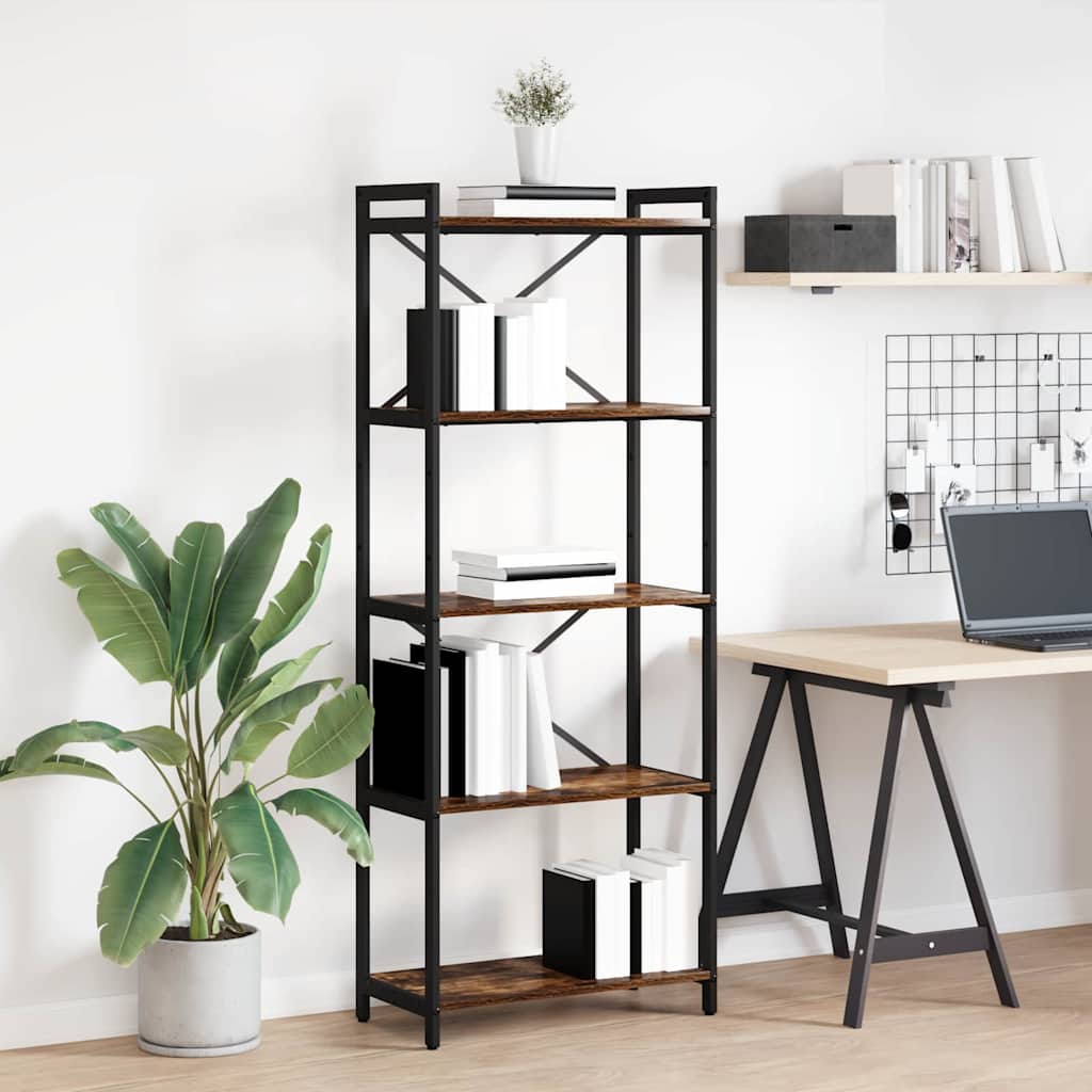 Bookshelf Smoked Oak 60 x 30 x 155 cm Engineered Wood