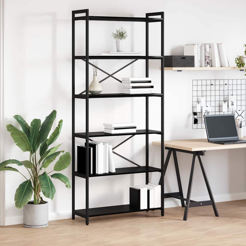 Bookshelf Black Oak 80 x 30 x 189.5 cm Engineered Wood