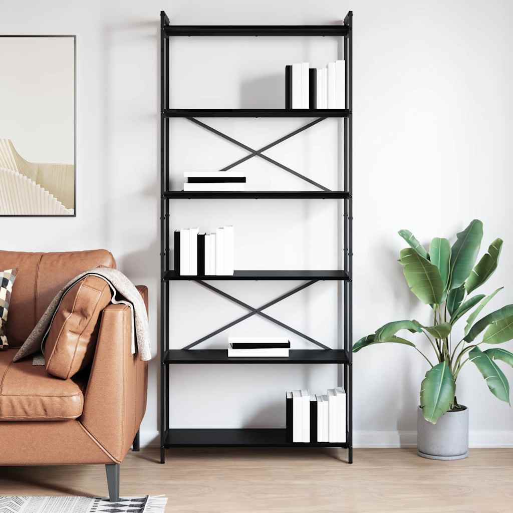 Bookshelf Black Oak 80 x 30 x 189.5 cm Engineered Wood