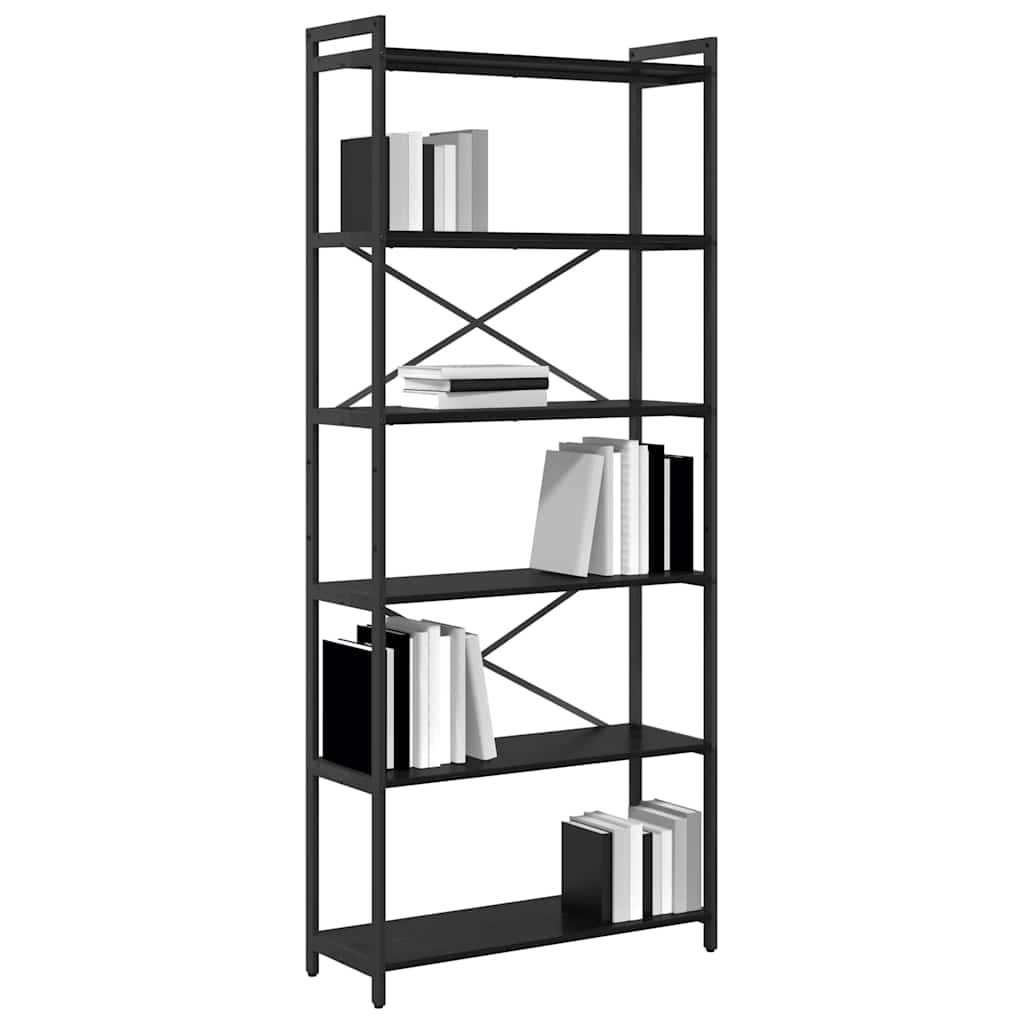 Bookshelf Black Oak 80 x 30 x 189.5 cm Engineered Wood