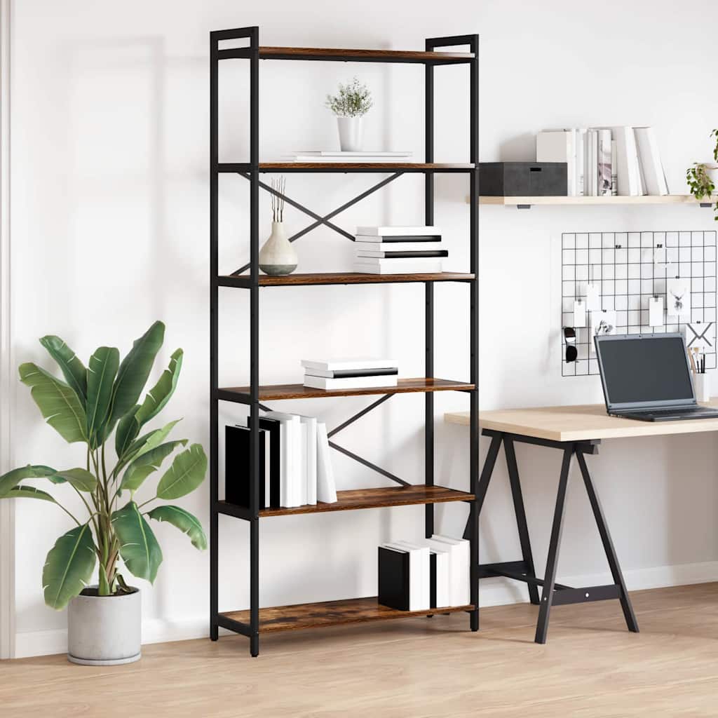 Bookshelf Smoked Oak 80 x 30 x 189.5 cm Engineered Wood