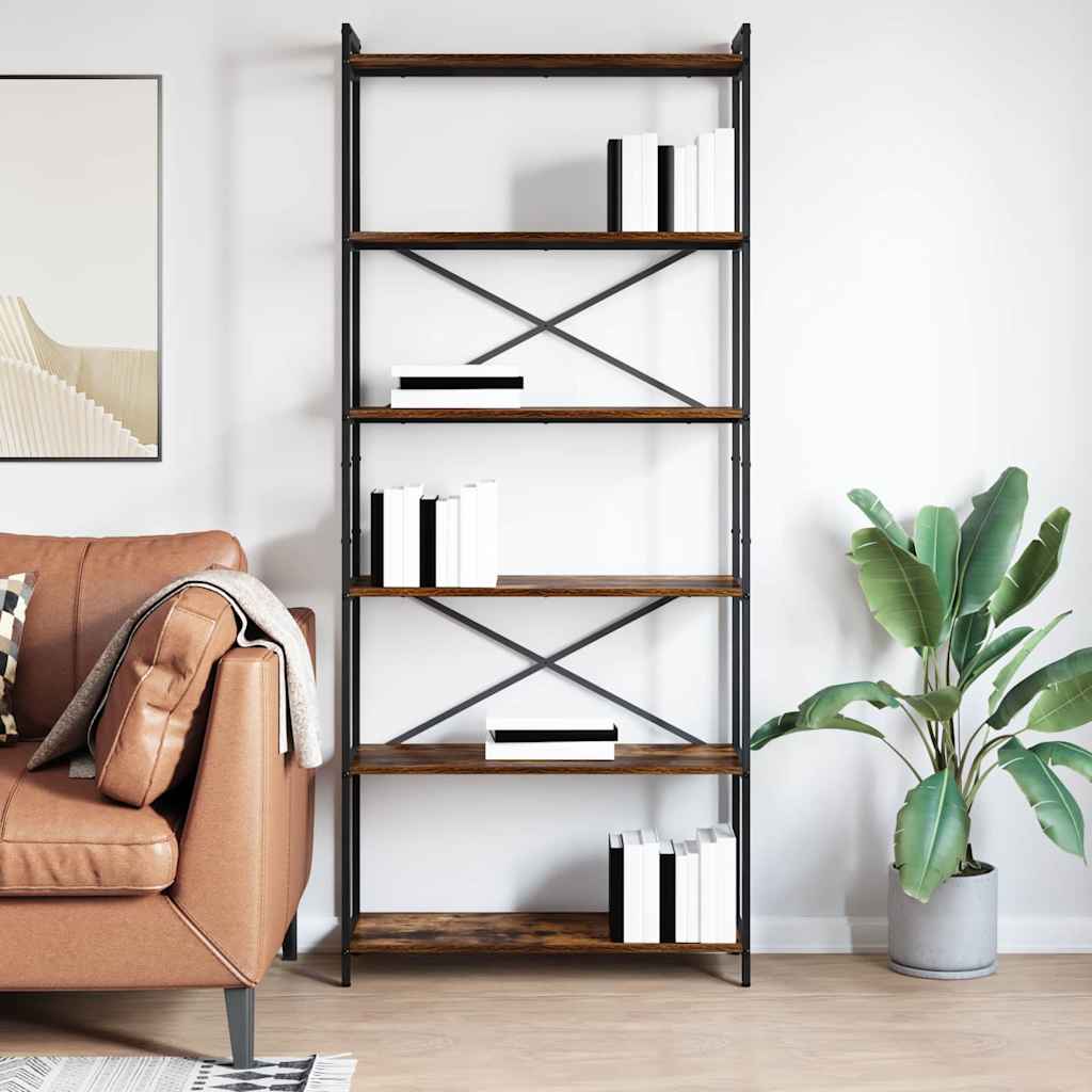 Bookshelf Smoked Oak 80 x 30 x 189.5 cm Engineered Wood
