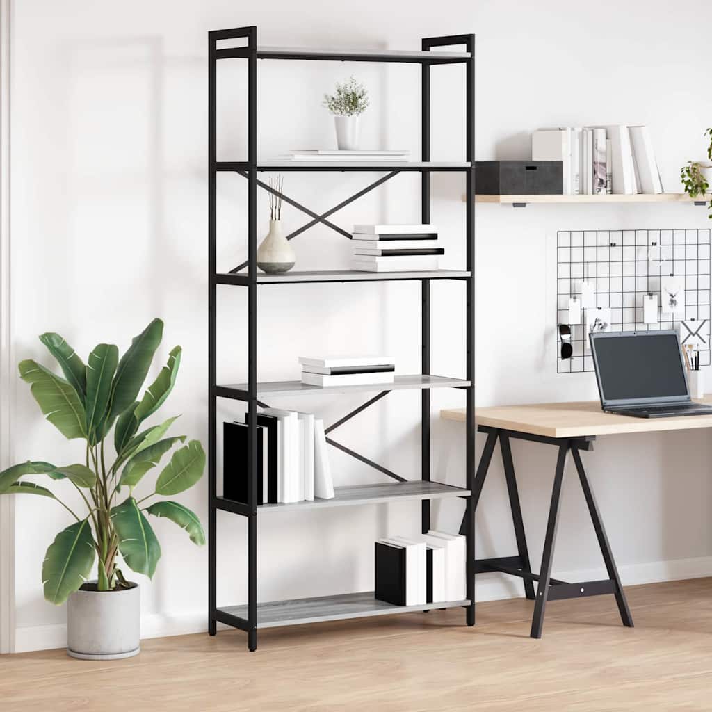 Bookshelf Grey sonoma 80 x 30 x 189.5 cm Engineered Wood