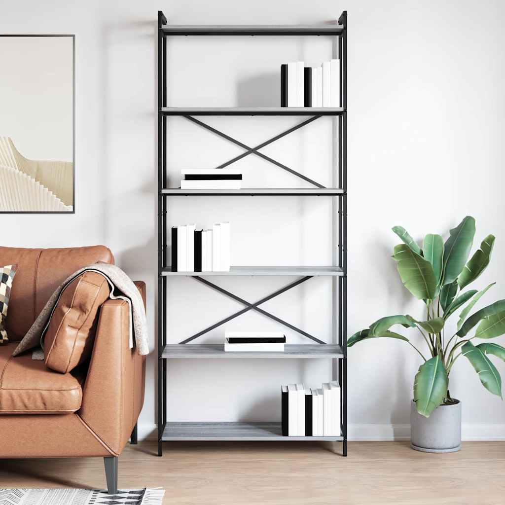 Bookshelf Grey sonoma 80 x 30 x 189.5 cm Engineered Wood