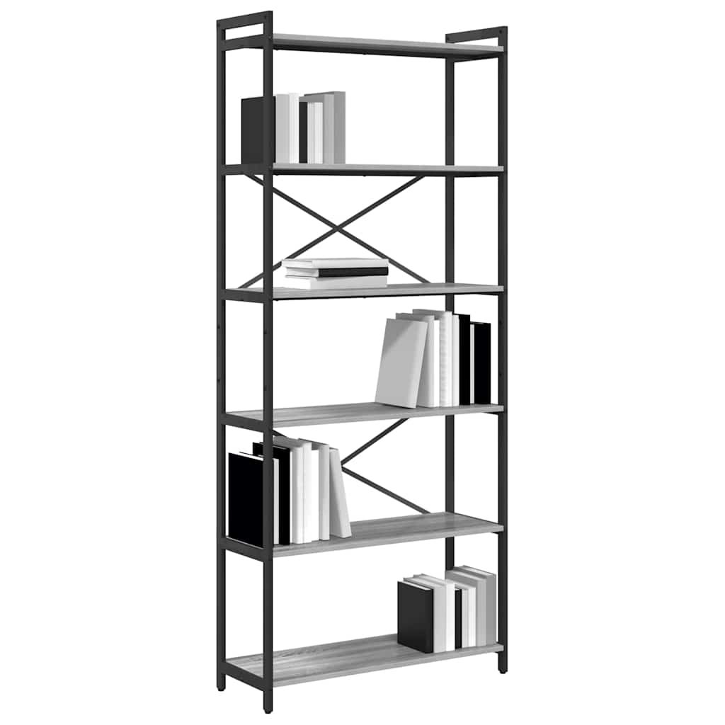 Bookshelf Grey sonoma 80 x 30 x 189.5 cm Engineered Wood