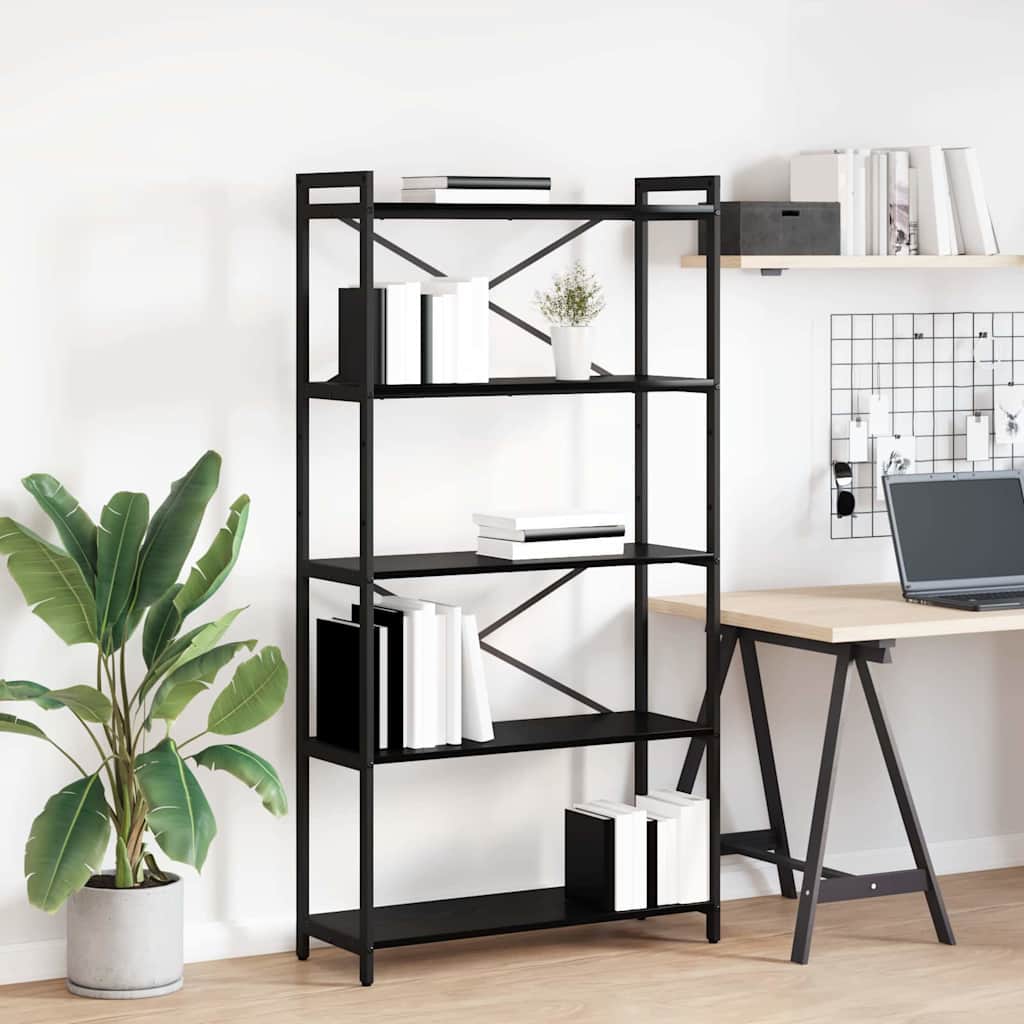 Bookshelf Black Oak 80 x 30 x 155 cm Engineered Wood