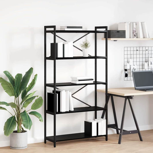 Bookshelf Black Oak 80 x 30 x 155 cm Engineered Wood