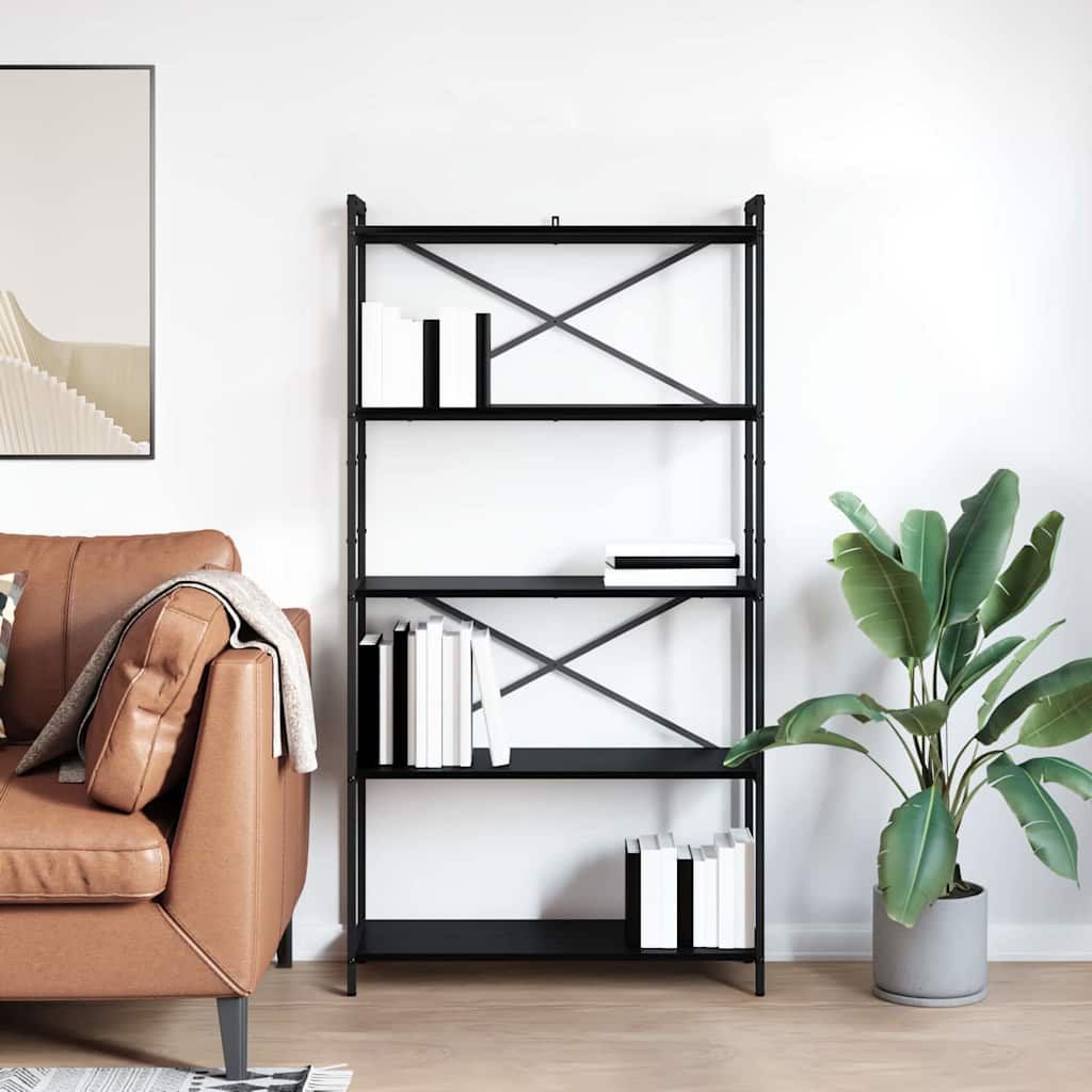 Bookshelf Black Oak 80 x 30 x 155 cm Engineered Wood