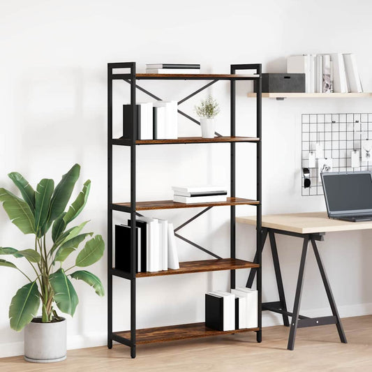 Bookshelf Smoked Oak 80 x 30 x 155 cm Engineered Wood