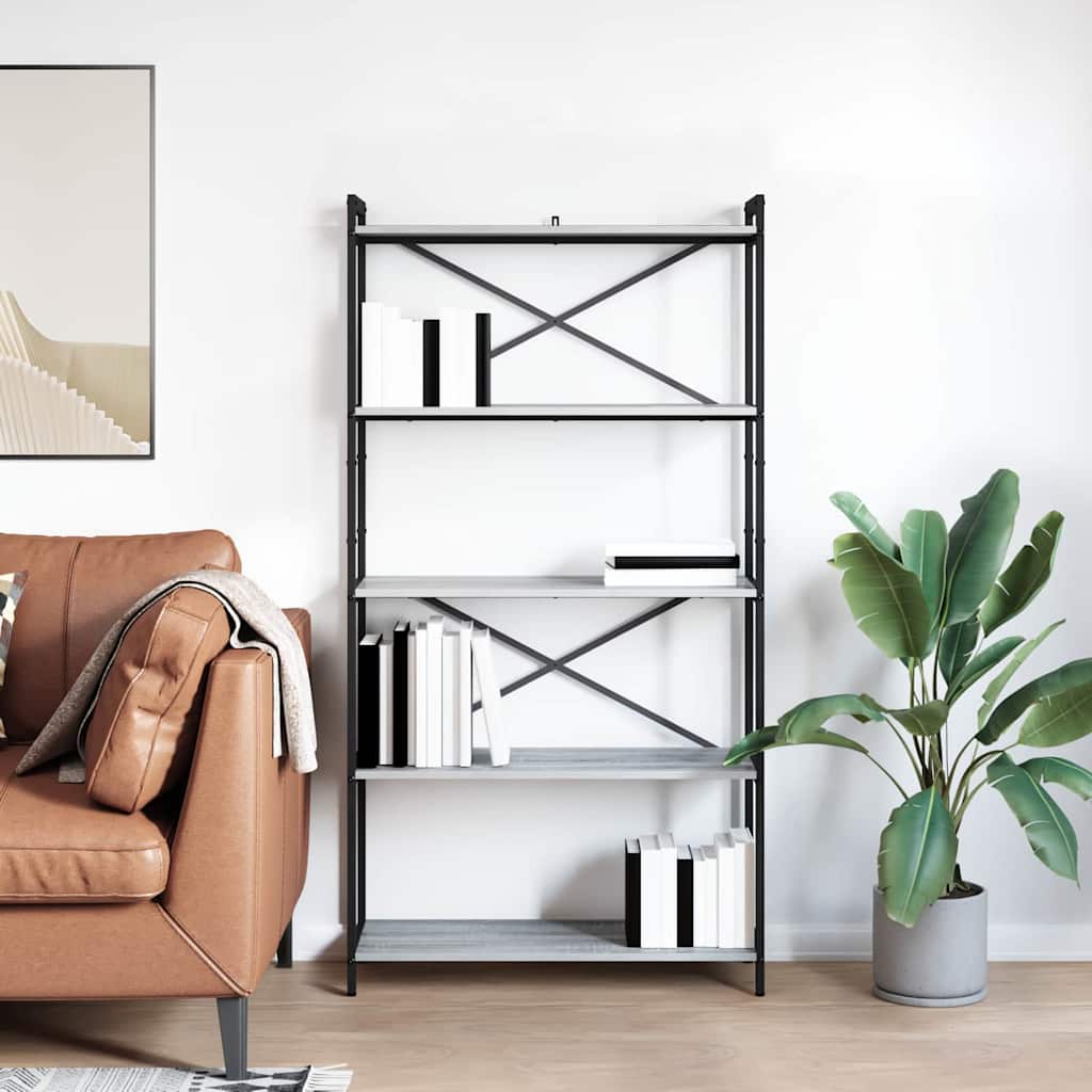 Bookshelf Grey sonoma 80 x 30 x 155 cm Engineered Wood