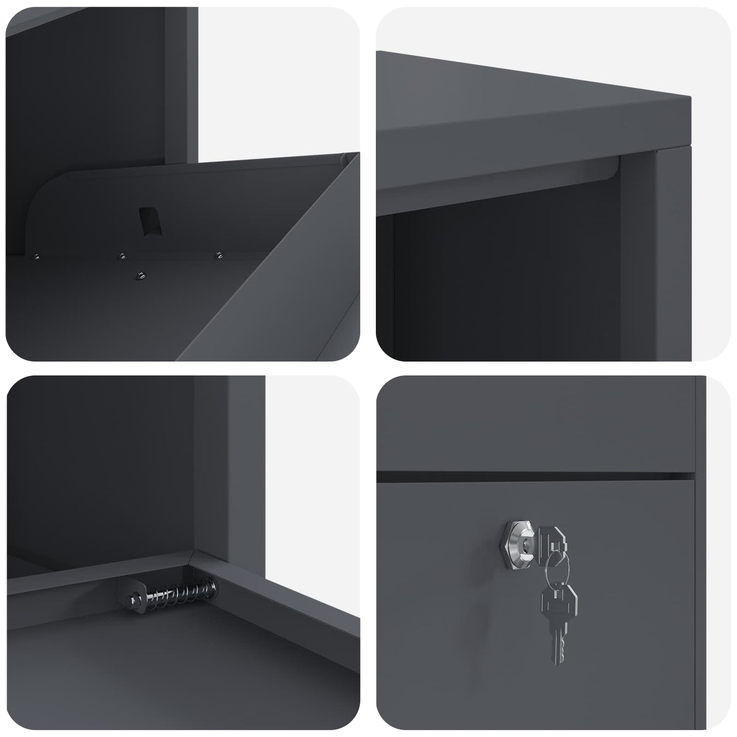 Parcel Drop Box with Storage Anthracite 44 x 22 x 82 cm Steel