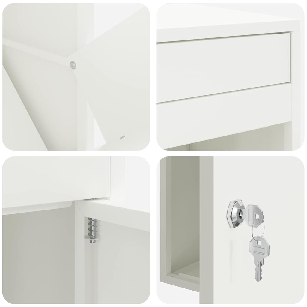 Parcel Drop Box with Storage White 47.5 x 38 x 59 cm Steel