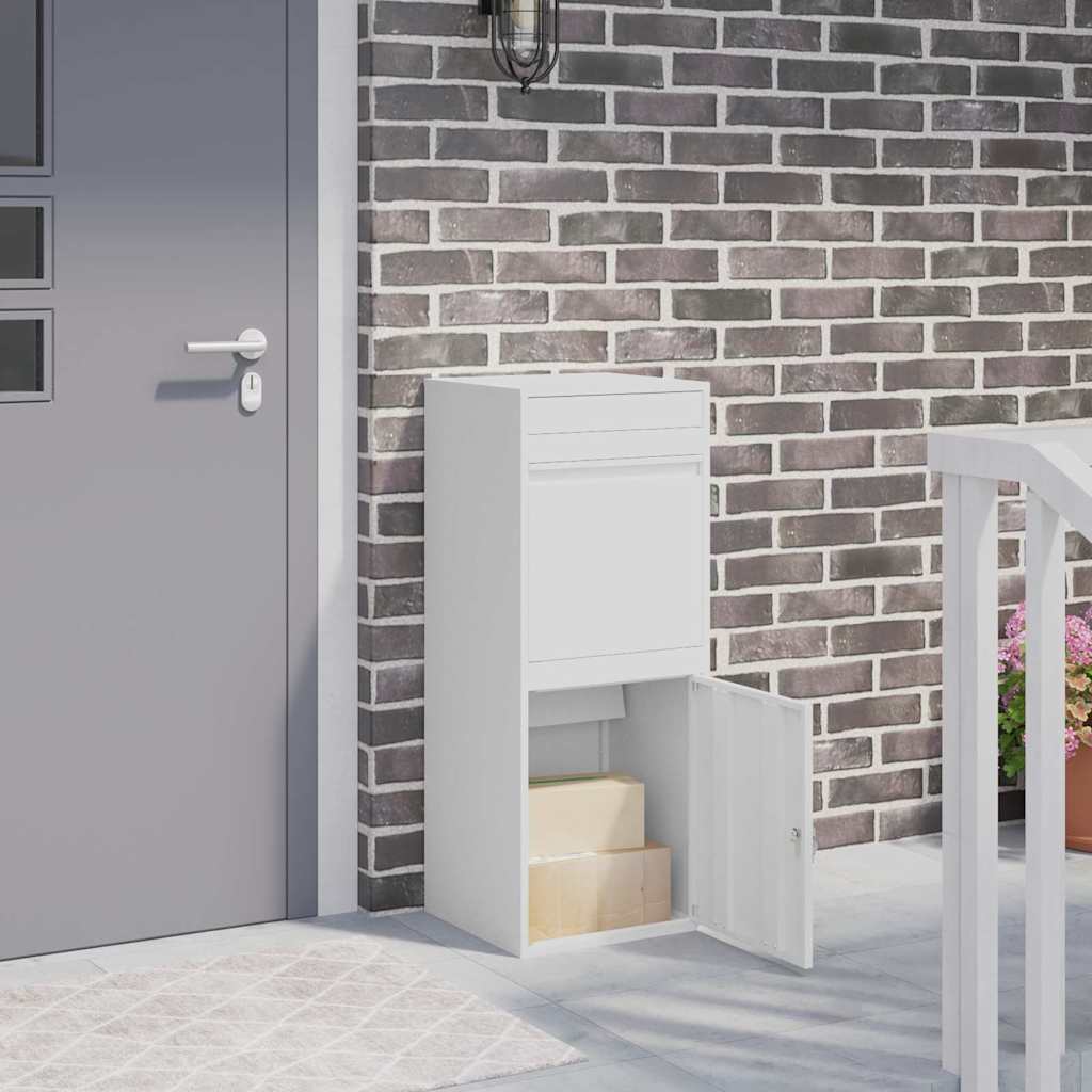 Parcel Drop Box with Storage White 47.5 x 38 x 59 cm Steel