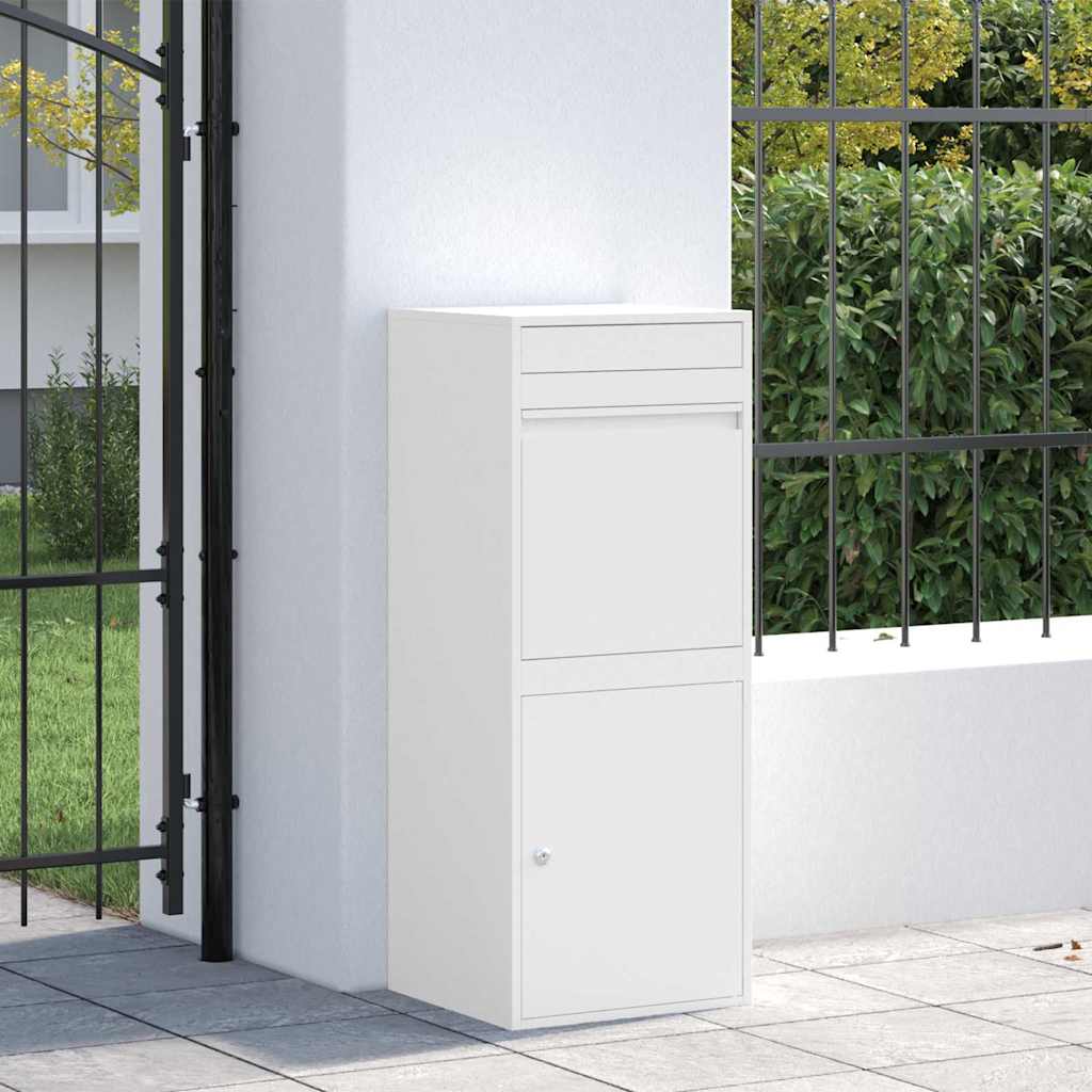 Parcel Drop Box with Storage White 47.5 x 38 x 59 cm Steel