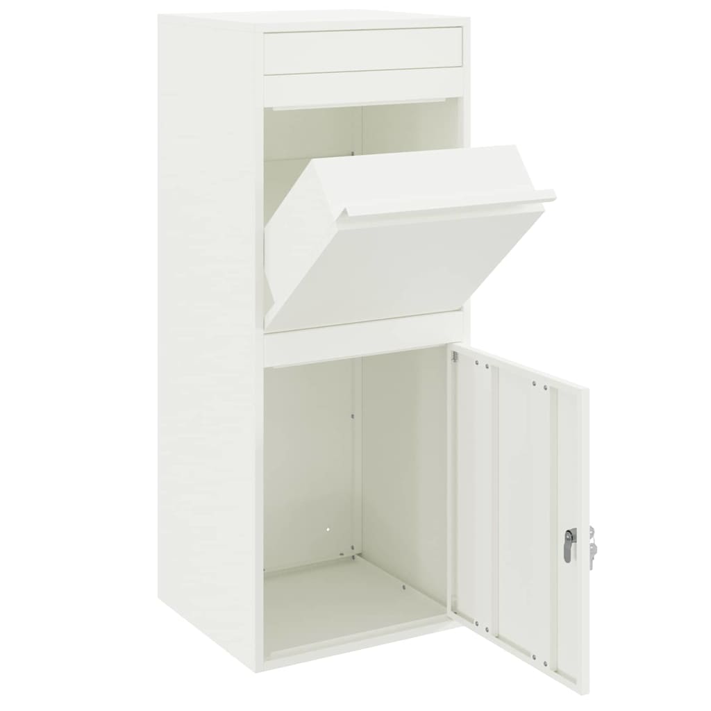 Parcel Drop Box with Storage White 47.5 x 38 x 59 cm Steel