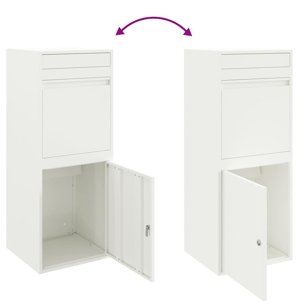 Parcel Drop Box with Storage White 47.5 x 38 x 59 cm Steel
