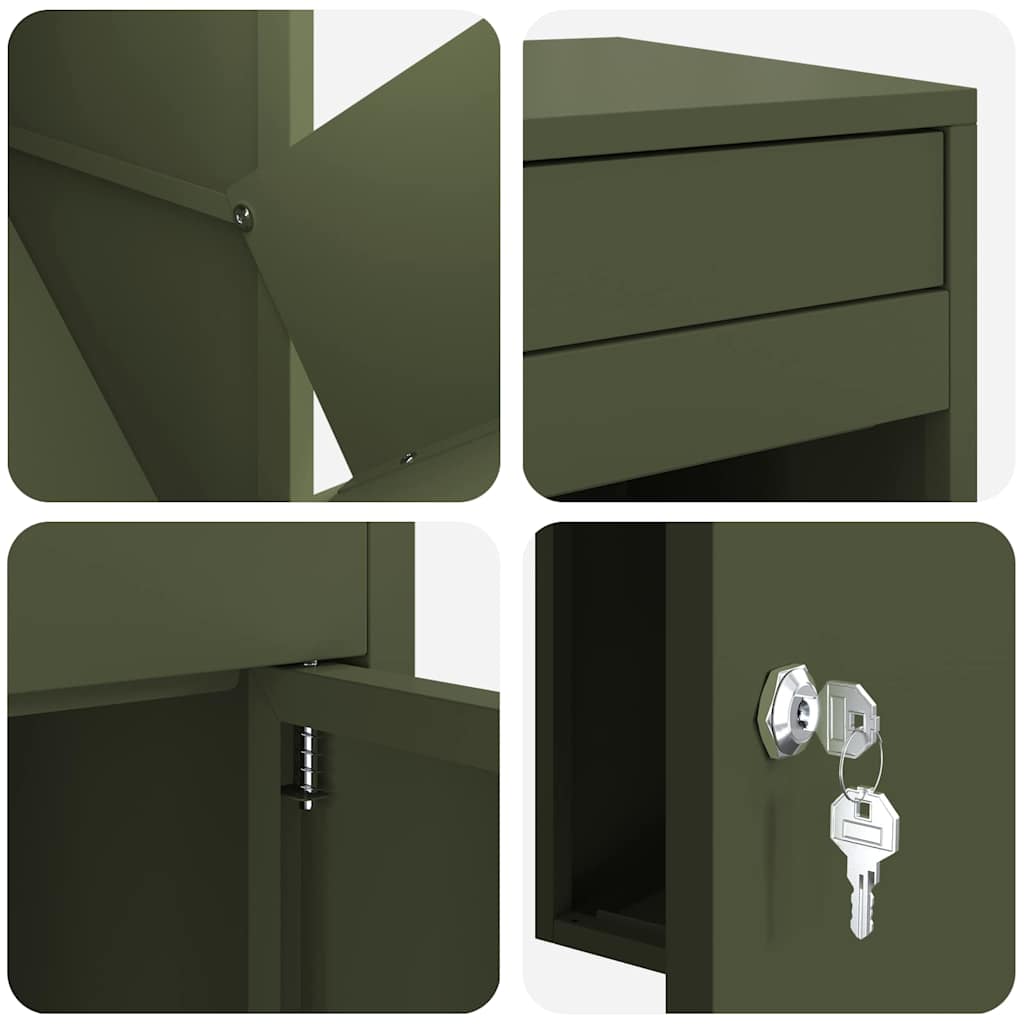 Parcel Drop Box with Storage Olive green 41 x 38 x 103 cm Steel
