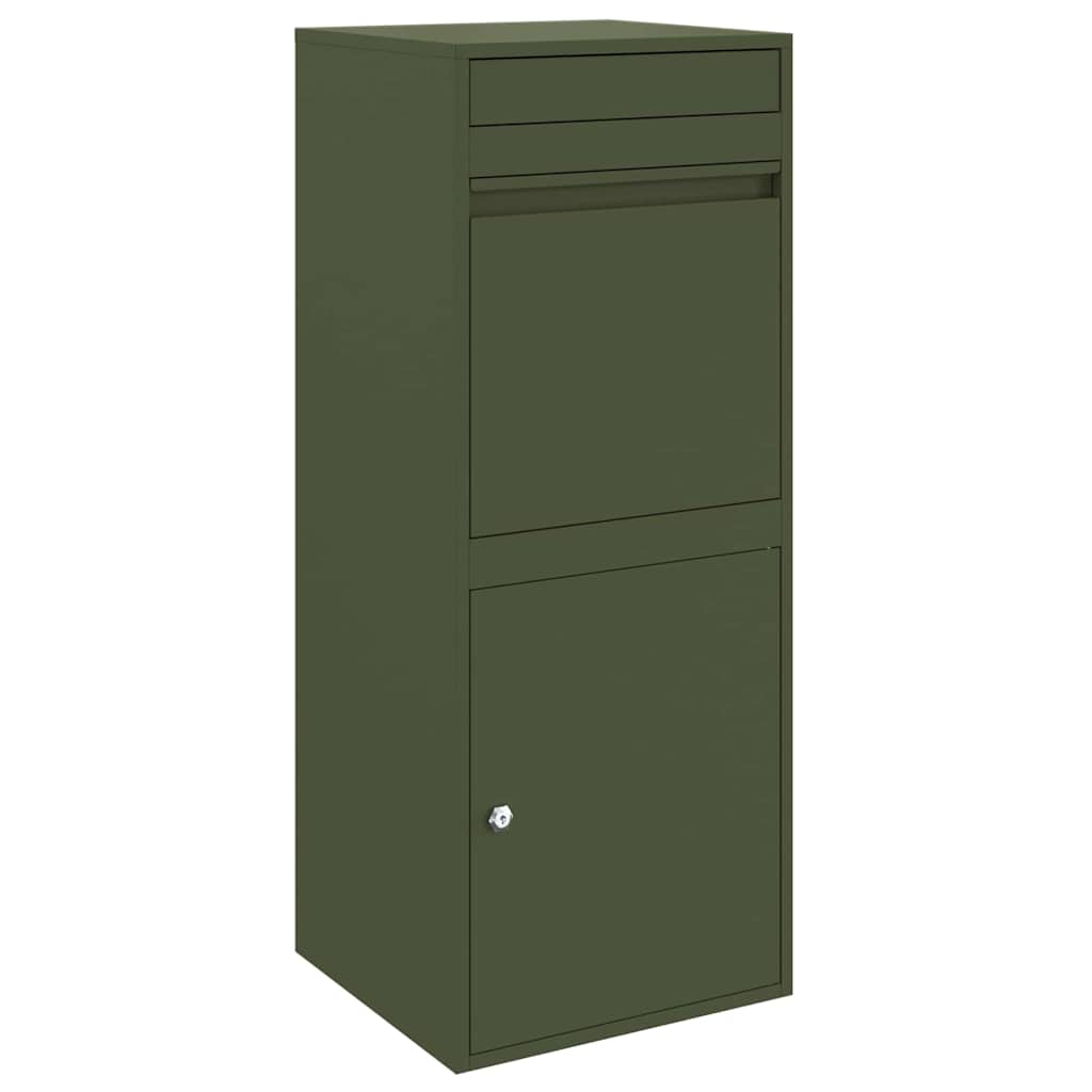 Parcel Drop Box with Storage Olive green 41 x 38 x 103 cm Steel