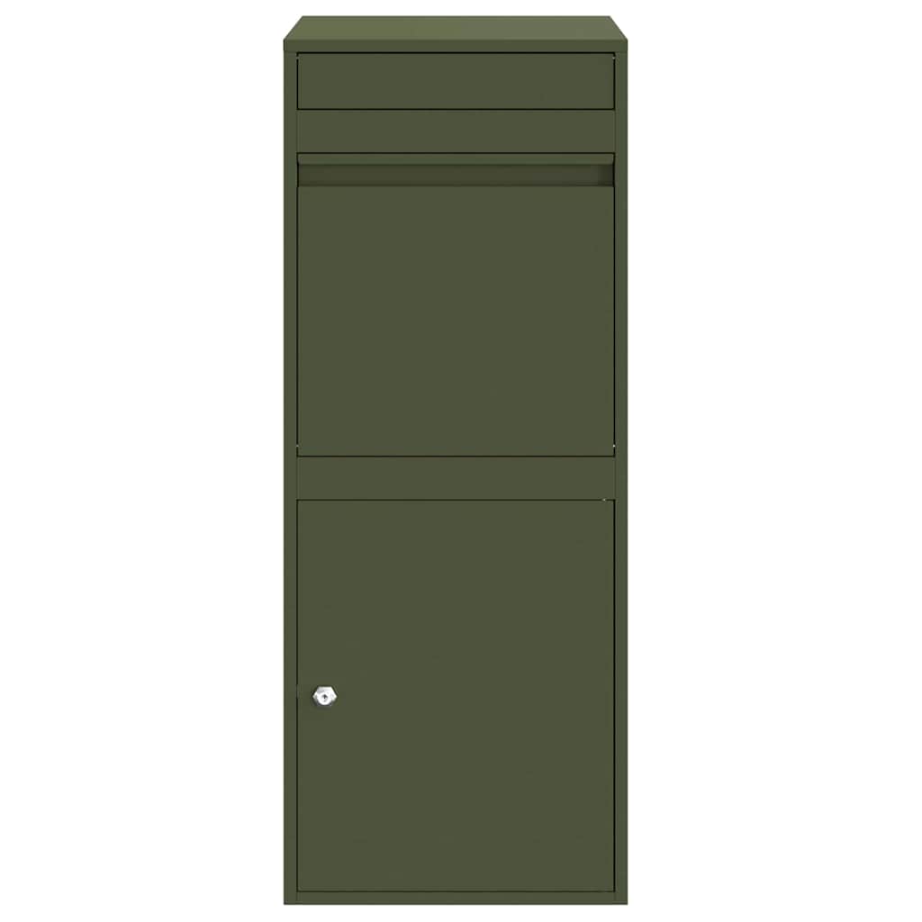 Parcel Drop Box with Storage Olive green 41 x 38 x 103 cm Steel
