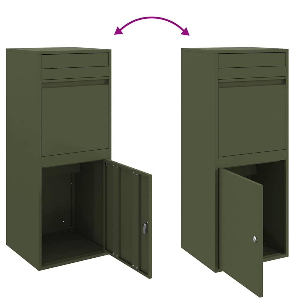 Parcel Drop Box with Storage Olive green 41 x 38 x 103 cm Steel