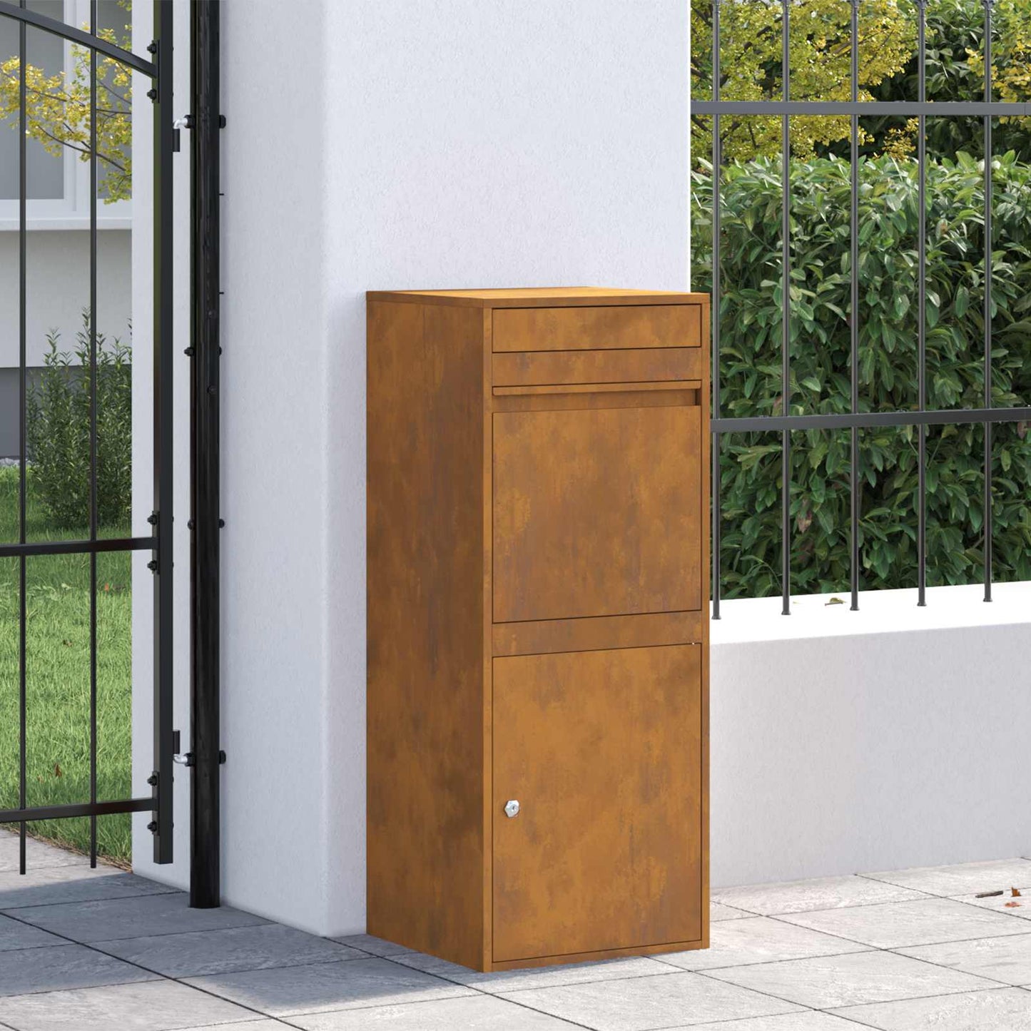 Parcel Drop Box Rusty 41 x 38 x 103 cm Weathering Steel