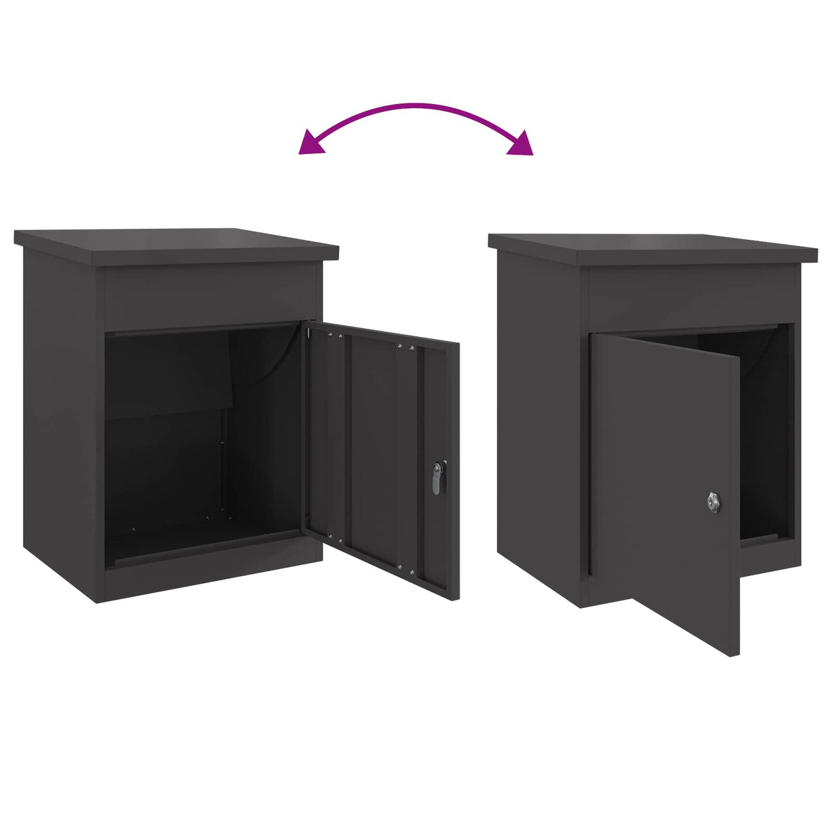 Parcel Drop Box with Storage Black 47.5 x 38 x 59 cm Steel