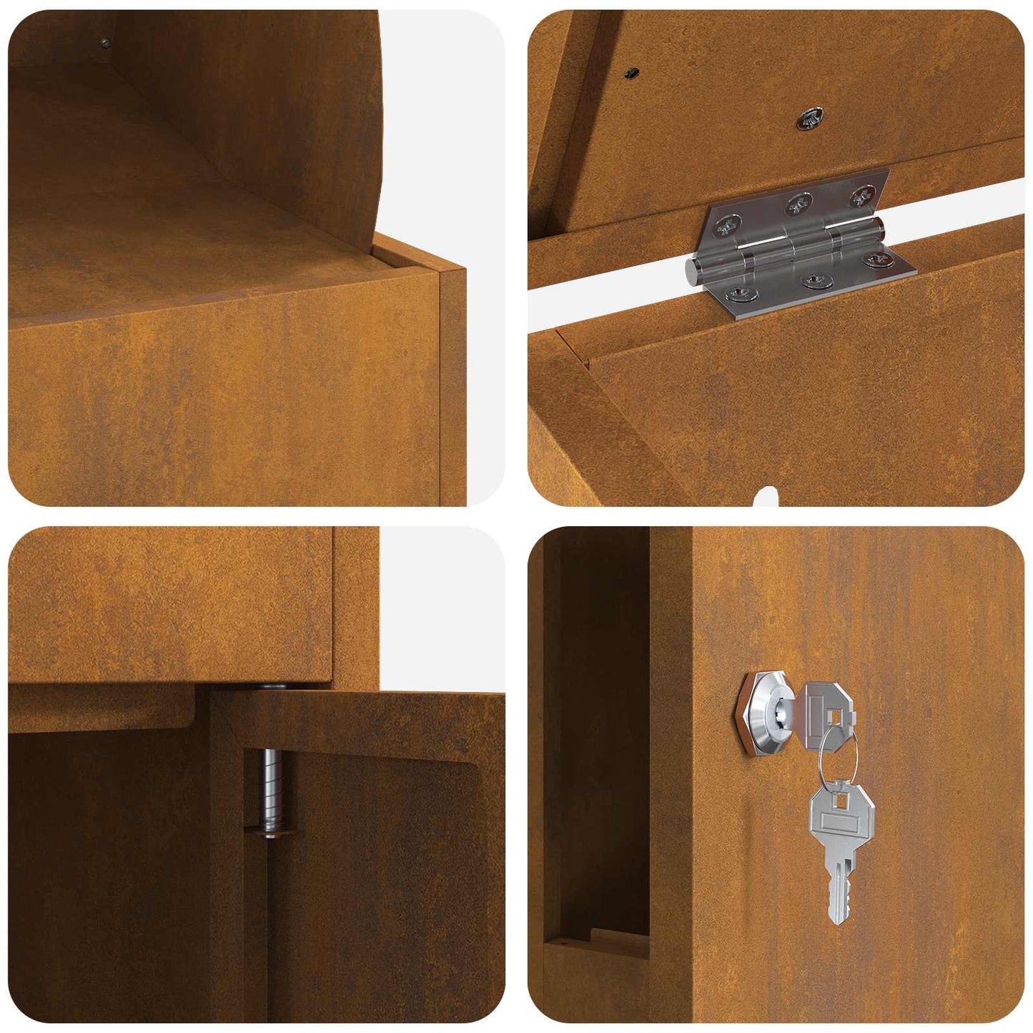 Parcel Drop Box Rusty 47.5 x 38 x 59 cm Weathering Steel