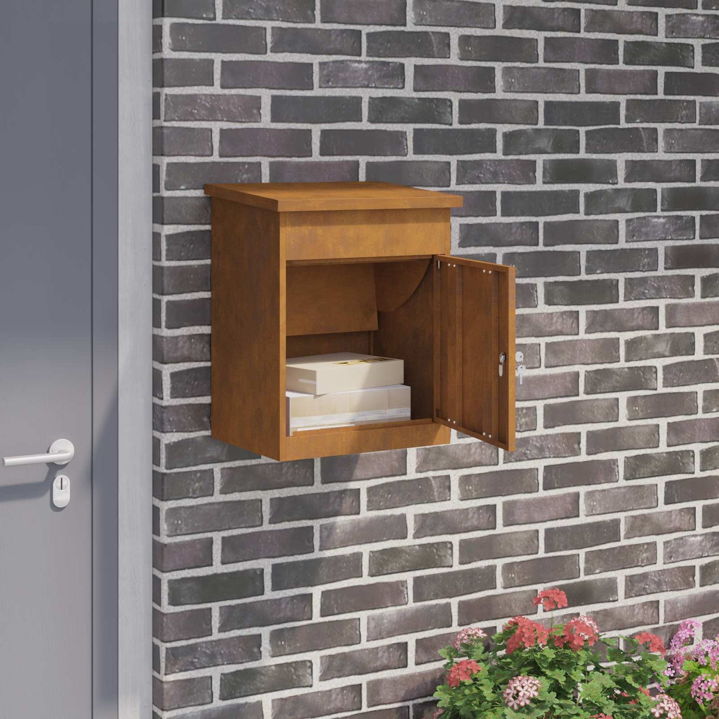 Parcel Drop Box Rusty 47.5 x 38 x 59 cm Weathering Steel