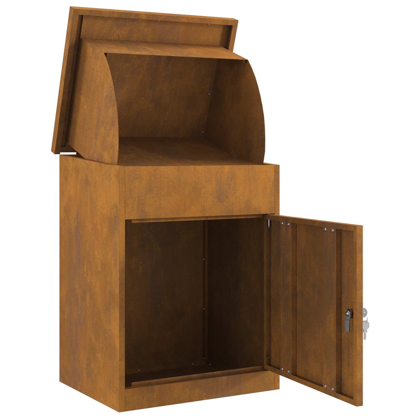 Parcel Drop Box Rusty 47.5 x 38 x 59 cm Weathering Steel