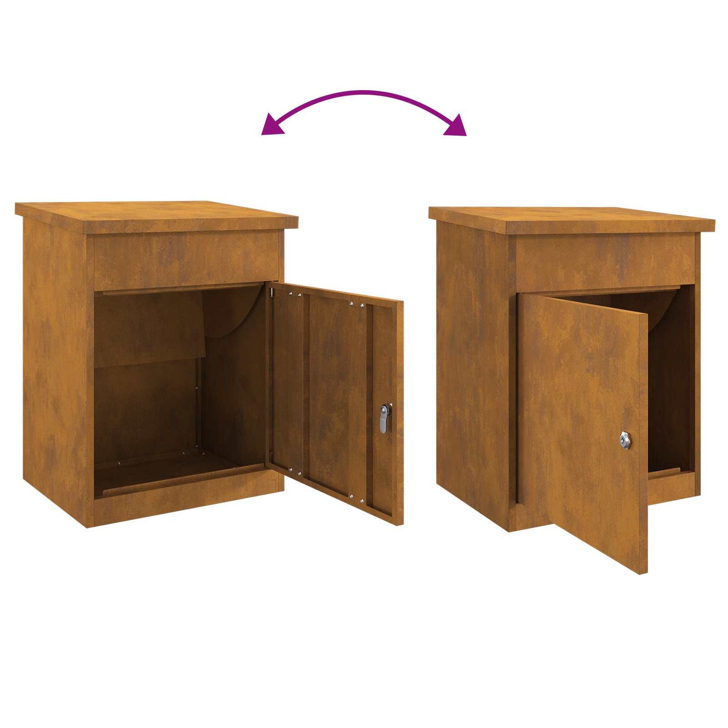 Parcel Drop Box Rusty 47.5 x 38 x 59 cm Weathering Steel