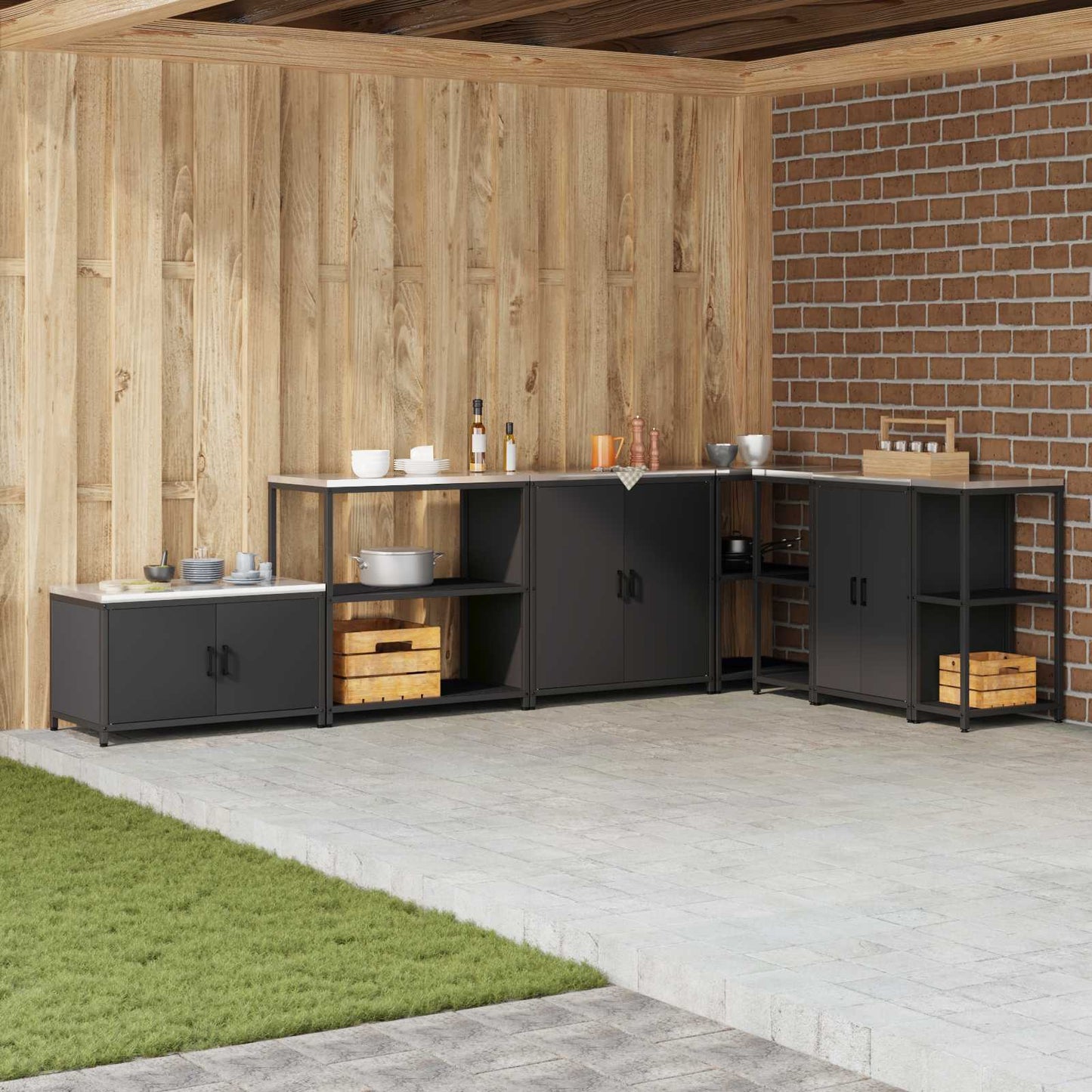 Kitchen Storage HATTEM Black 90 x 50 x 92 cm Steel