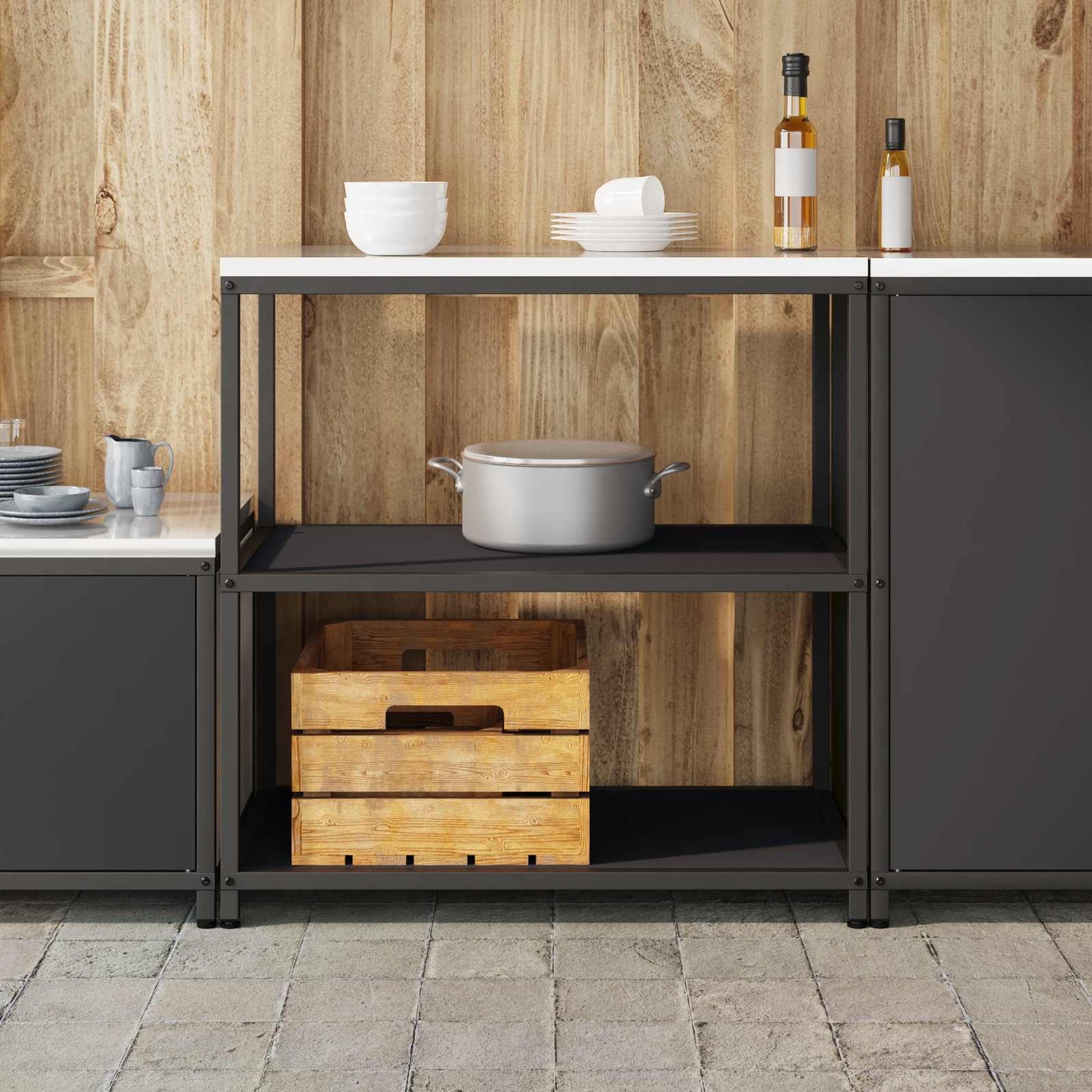 Kitchen Storage HATTEM Black 90 x 50 x 92 cm Steel