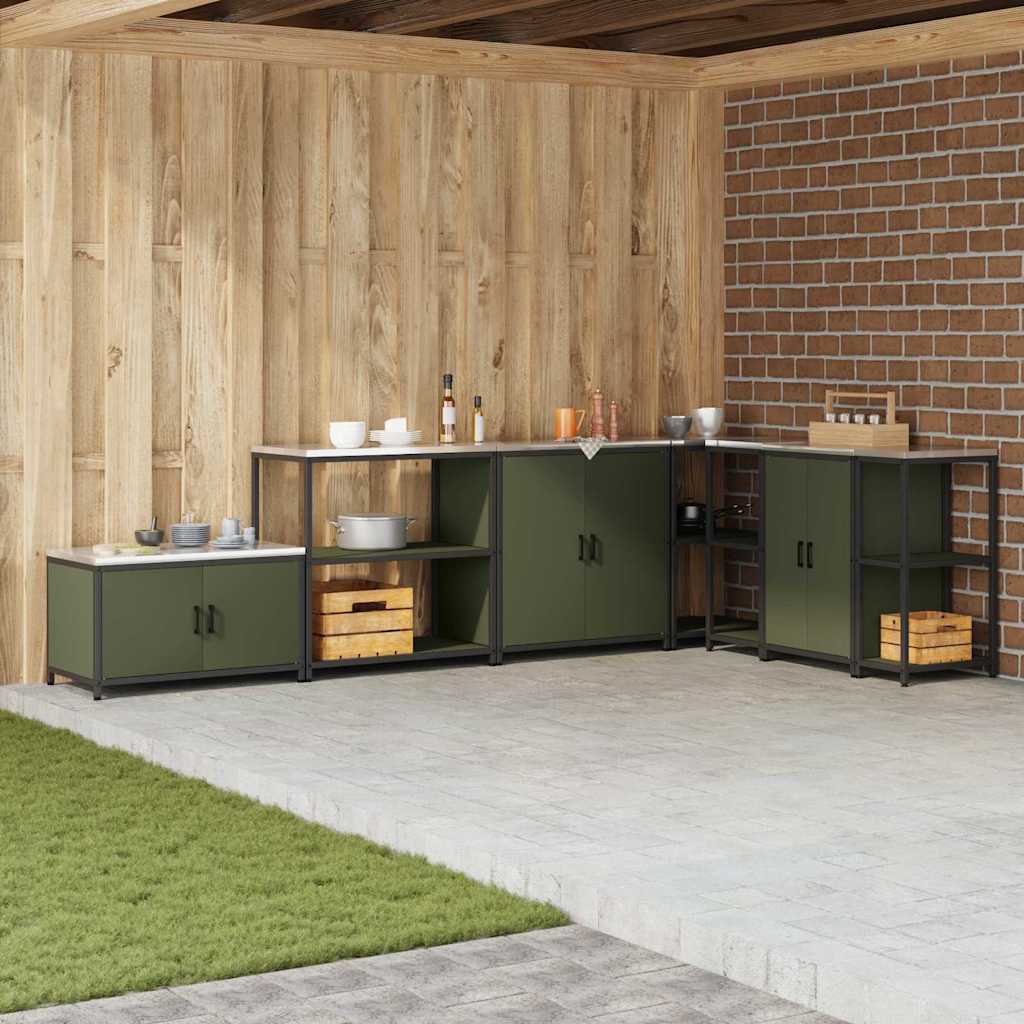 Kitchen Storage with Shelf Olive Green 90 x 50 x 92 cm Steel